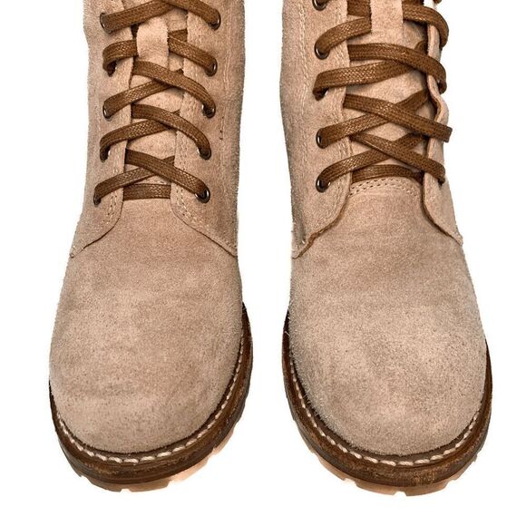 Frye Sabrina 6G Pale Blush Pink Lace Up Chunky Heeled Combat Ankle Booties 9 - Picture 6 of 9